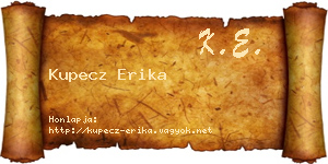 Kupecz Erika névjegykártya